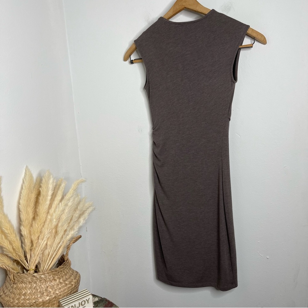 Three Dots Taupe Draped Front Sleeveless Knit Gathered Bodycon Dress Size XS - Picture 10 of 15
